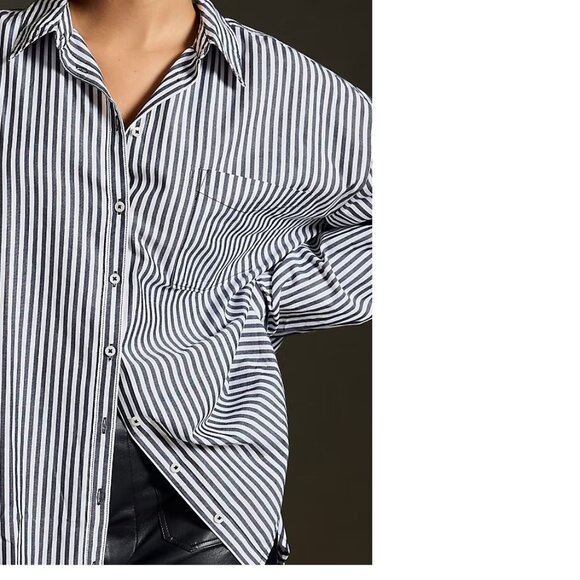 Anthropologie The Bennet Buttondown cotton Shirt buttondown  Maeve L black new - Picture 8 of 10